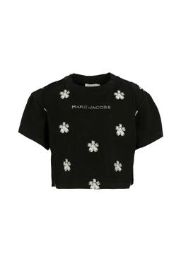 Marc Jacobs Black T-shirt For Girl With Flowers
