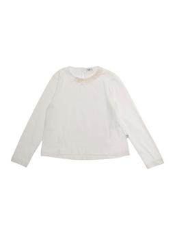 Il Gufo White T-shirt With Round Neck And Ruched Detail On The Front In Cotton Girl