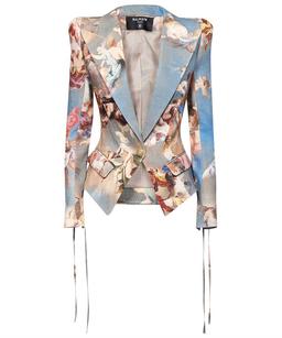 Balmain Classic Jacket In Cyan Linen