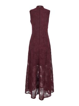 Rotate by Birger Christensen Bordeaux Crewneck Sleeveless Maxi Dress With All-over Floral Embroidery In Tech Fabric Woman