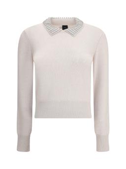 Pinko Rhinestone-decorated Collar Sweater