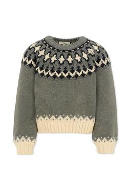 Chloé Grey Sweater For Girl With Nordic Motif