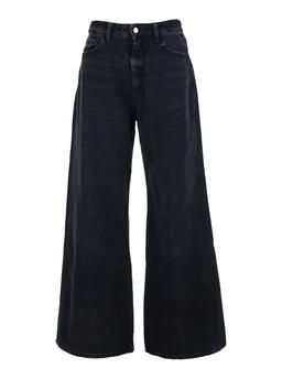 Icon Denim debby Black Jeans With Wide Leg And Logo Patch On The Rear In Denim Woman