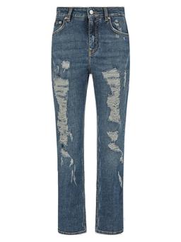 Dolce & Gabbana Distressed Straight Leg Cropped Jeans