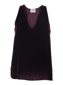 Forte_Forte Violet Sleeveless Top With V-neck In Velvet Woman