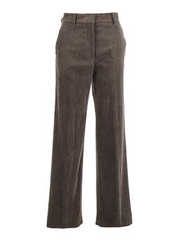 Antonelli Brown Trousers With Belt Loops In Velvet Woman