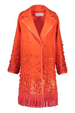 Valentino Garavani Orange Coat With Fringes