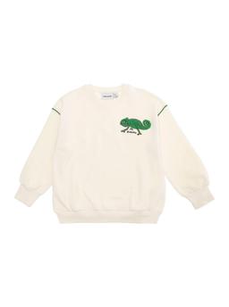 Mini Rodini White Crewneck Sweatshirt With Patch On The Front In Cotton Boy