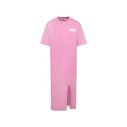 MSGM Pink Dress For Girl With Logo