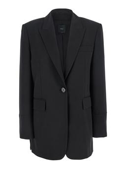 Pinko kamut Black Single-breasted Jacket With Peak Revers In Viscose Blend Stretch Woman