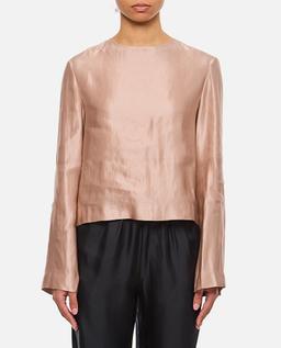 Loulou Studio Silk And Linen Round Neck Blouse