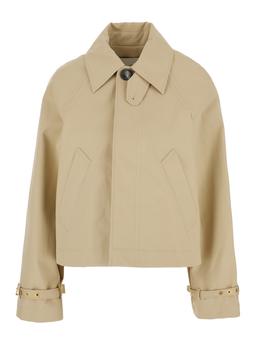 Ami Alexandre Mattiussi Beige Trench Coat With Classic Collar And Front Concealed Button Closure In Cotton Woman