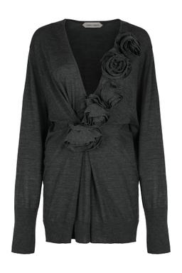 Alberta Ferretti Sweater In Merino Wool With Floral Embroidery
