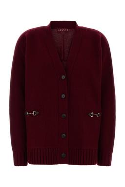 Gucci Burgundy Wool Blend Oversize Cardigan