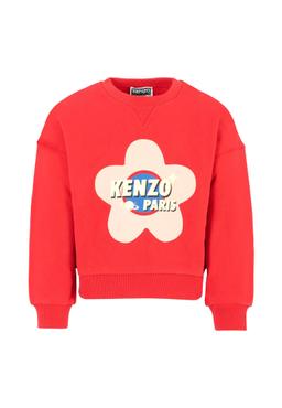 Kenzo Kids Red Sweatshirt For Girl With Logo