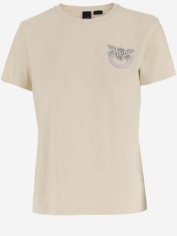 Pinko Nambrone Cotton T-shirt With Jewel Embroidery