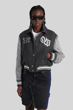 Off-White Bomber Jacket In Grey Wool