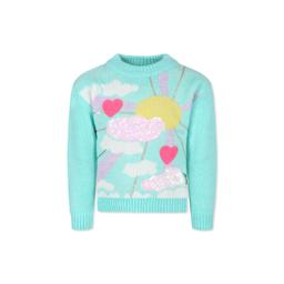 Billieblush Green Sweater For Girl With Hearts