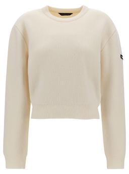 Balenciaga Cropped Sweater With Logo Patch In Wool Blend