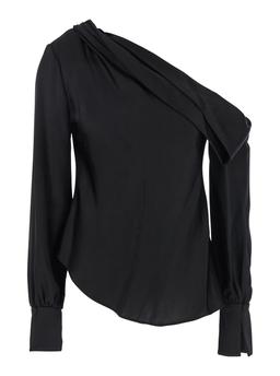 Simkhai alice Black One-shoulder Top With Asymmetric Neckline And Cut-out Cuffs In Tech Fabric Woman