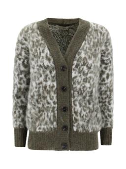 D. Exterior Animal Print Cardigan