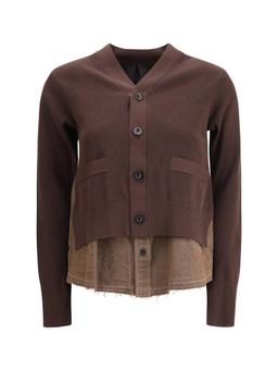 Sacai Cardigan With Denim Panel
