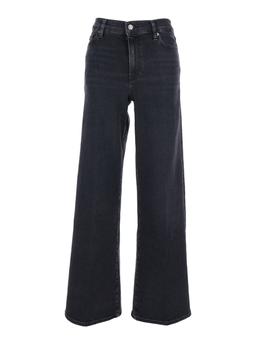 Frame le Slim Palazzo Black Jeans With Logo Patch On The Rear And Wide Leg In Denim Woman