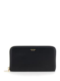 Ferragamo continental Black Wallet With Logo Lettering On The Front In Leather Woman
