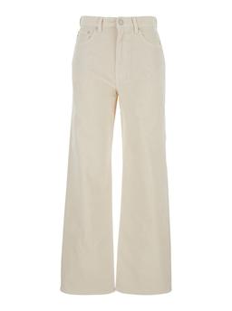 AG Jeans kora White Trousers With Logo Patch On The Back In Cotton Woman