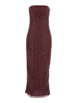Rotate by Birger Christensen Bordeaux Long Dress With All-over Sequins In Fabric Woman