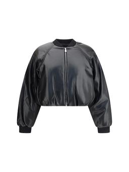 Pinko Cropped Bomber With A Leather-effect