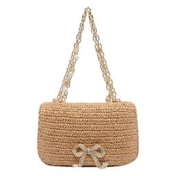 self-portrait Raffia Bow Charm Shoulder Bag