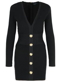 Balmain Short Dress In Black Viscose Blend
