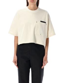 Bottega Veneta Cropped T-shirt With Leather Detail