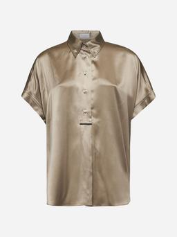 Brunello Cucinelli Beige Satin Monili Shirt