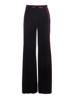 Forte_Forte Purple Trousers With Elasticated Waist And Hidden Side Closure In Velvet Woman