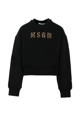 MSGM Black Sweatshirt For Girl With Logo