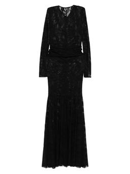 Norma Kamali Long Sleeve V-neck Maxi Dress