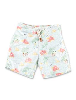 Bonpoint Kid - Ariel Drawstring Printed Swim Shorts