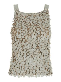 Parosh Beige Sequin Top