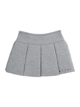 Marni Grey Pleated Skirt With Logo On Front In Cotton Girl