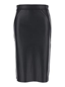 Merci Black Skirt With Rear Zip Closure In Ecoleather Woman