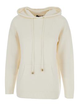 Fabiana Filippi White Hoodie With Drawstring Hood In Wool Blend Woman
