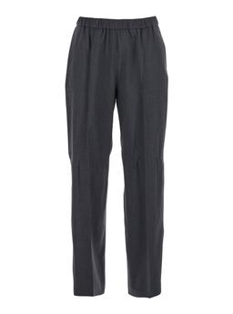 Fabiana Filippi Grey Trousers With Elastic Waist In Wool Blend Woman