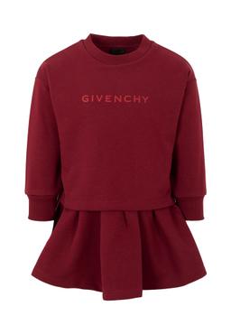 Givenchy Burgundy Dress For Girl With Logo