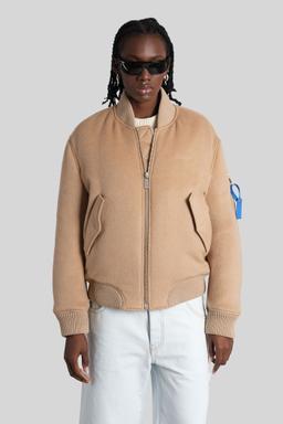 Off-White Bomber Jacket In Beige Cashmere