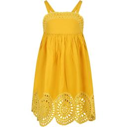 Stella McCartney Kids Yellow Dress For Girl With Broderie