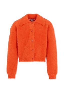 Molo Orange Cardigan For Girl With Logo