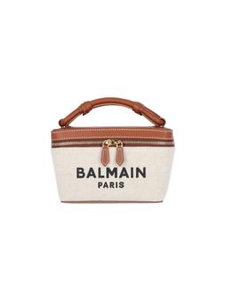 Balmain b-army Vanity Beige Canvas Bag