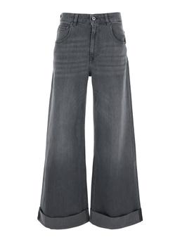 AG Jeans Grey Jeans With Belt Loops And Logo Patch On The Back In Denim Woman